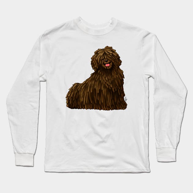 Dog - Puli - Brown Long Sleeve T-Shirt by Jen's Dogs Custom Gifts and Designs